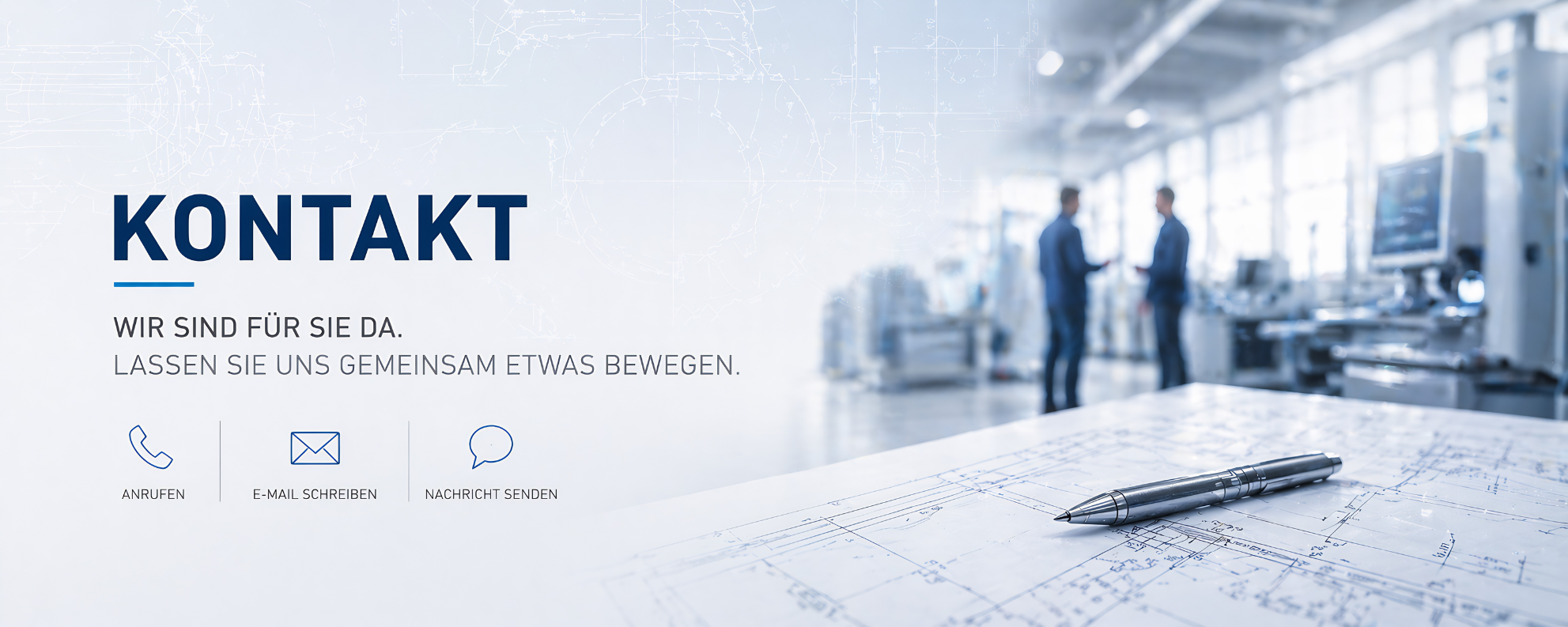 Headerbild der Kontaktseite mit stilisiertem Getriebe und technischen Elementen