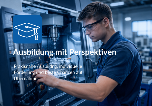 Auszubildender an einer CNC-Maschine während der praktischen Ausbildung bei Kreiskott