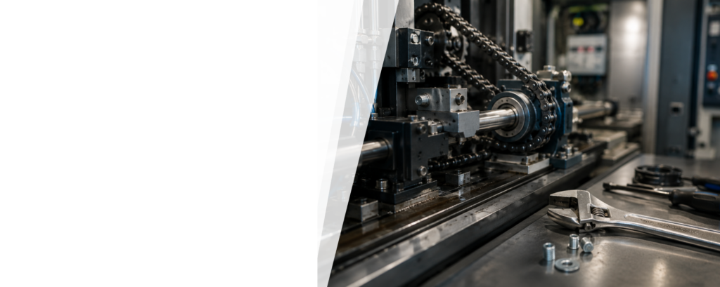 Auszubildender arbeitet an einer Industriemaschine während der Ausbildung zum Industriemechaniker bei der Emil Kreiskott Maschinenfabrik.
